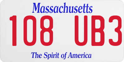 MA license plate 108UB3