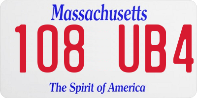 MA license plate 108UB4