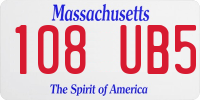 MA license plate 108UB5