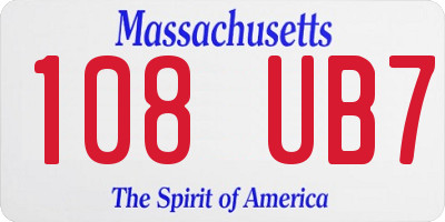 MA license plate 108UB7