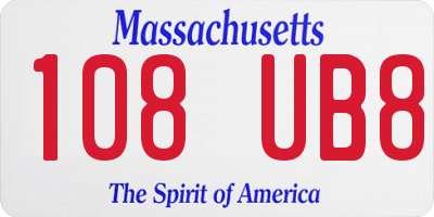 MA license plate 108UB8