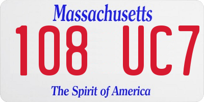 MA license plate 108UC7