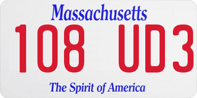 MA license plate 108UD3