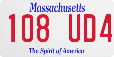 MA license plate 108UD4