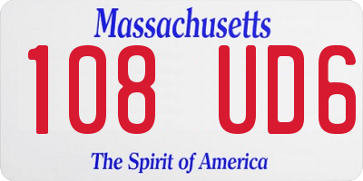 MA license plate 108UD6