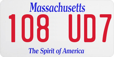 MA license plate 108UD7