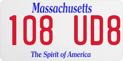 MA license plate 108UD8