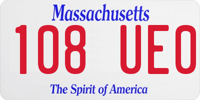 MA license plate 108UE0