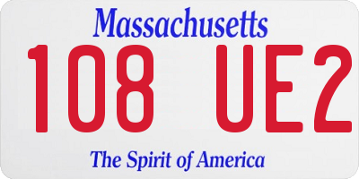 MA license plate 108UE2