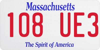 MA license plate 108UE3