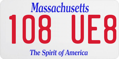 MA license plate 108UE8