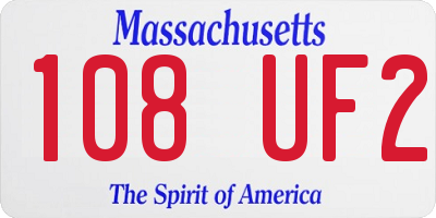 MA license plate 108UF2
