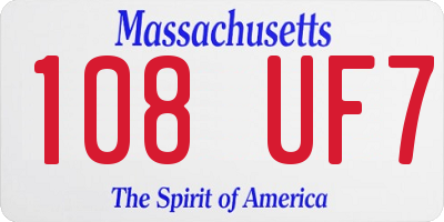 MA license plate 108UF7