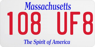 MA license plate 108UF8
