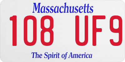 MA license plate 108UF9