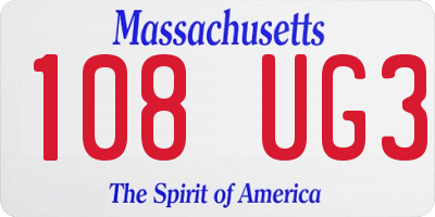 MA license plate 108UG3