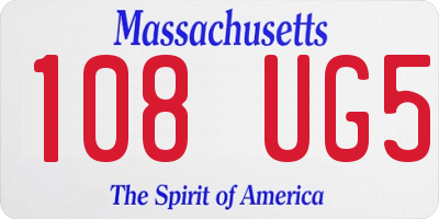 MA license plate 108UG5