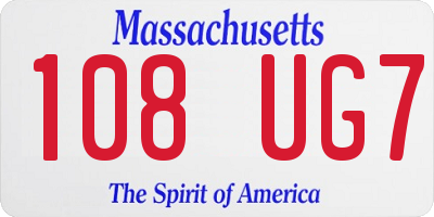 MA license plate 108UG7