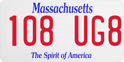 MA license plate 108UG8