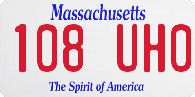 MA license plate 108UH0