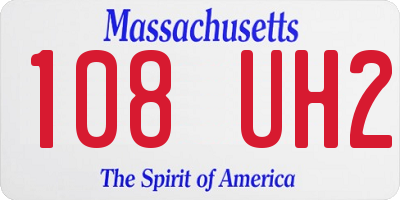 MA license plate 108UH2