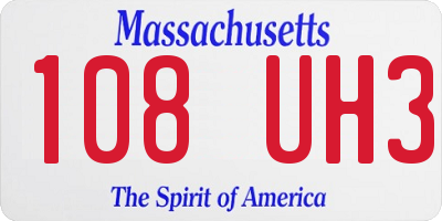 MA license plate 108UH3