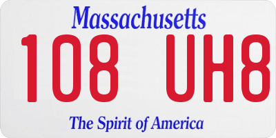 MA license plate 108UH8