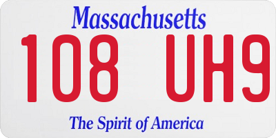 MA license plate 108UH9