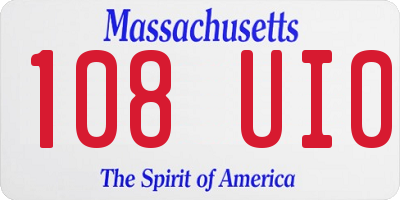MA license plate 108UI0