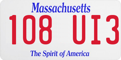 MA license plate 108UI3