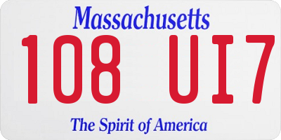 MA license plate 108UI7