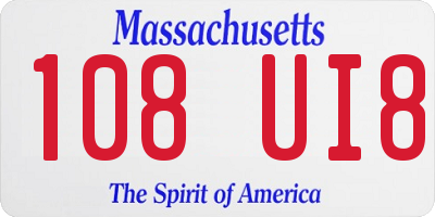 MA license plate 108UI8