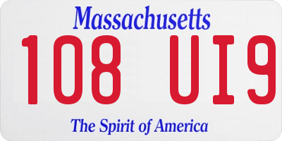 MA license plate 108UI9