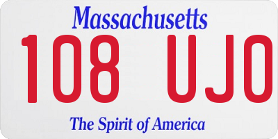 MA license plate 108UJ0