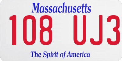 MA license plate 108UJ3