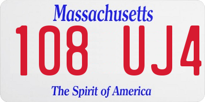 MA license plate 108UJ4