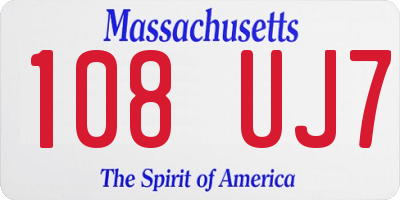 MA license plate 108UJ7