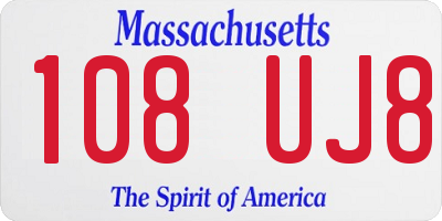 MA license plate 108UJ8