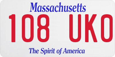 MA license plate 108UK0