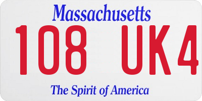 MA license plate 108UK4