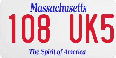 MA license plate 108UK5