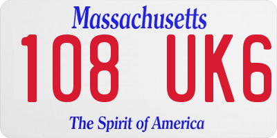 MA license plate 108UK6