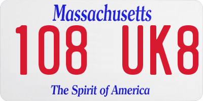 MA license plate 108UK8