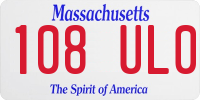 MA license plate 108UL0