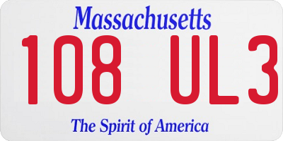 MA license plate 108UL3