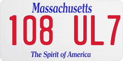 MA license plate 108UL7