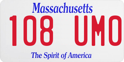 MA license plate 108UM0
