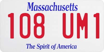 MA license plate 108UM1