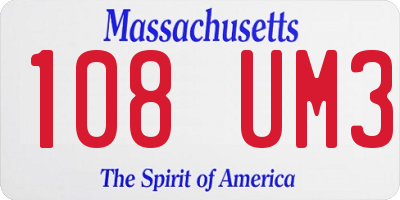 MA license plate 108UM3