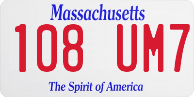 MA license plate 108UM7